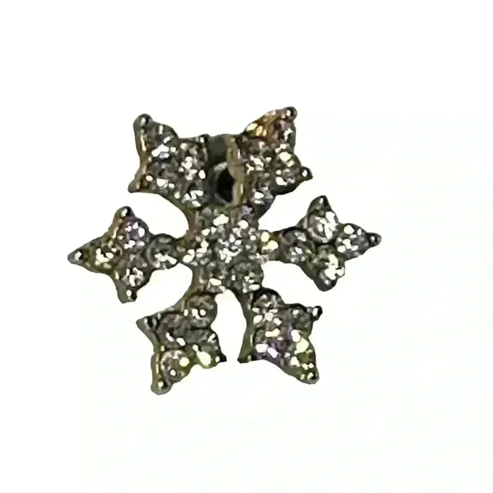 Beautiful rhinestone snowflake earrings women’s jewelry stud earring gold silver